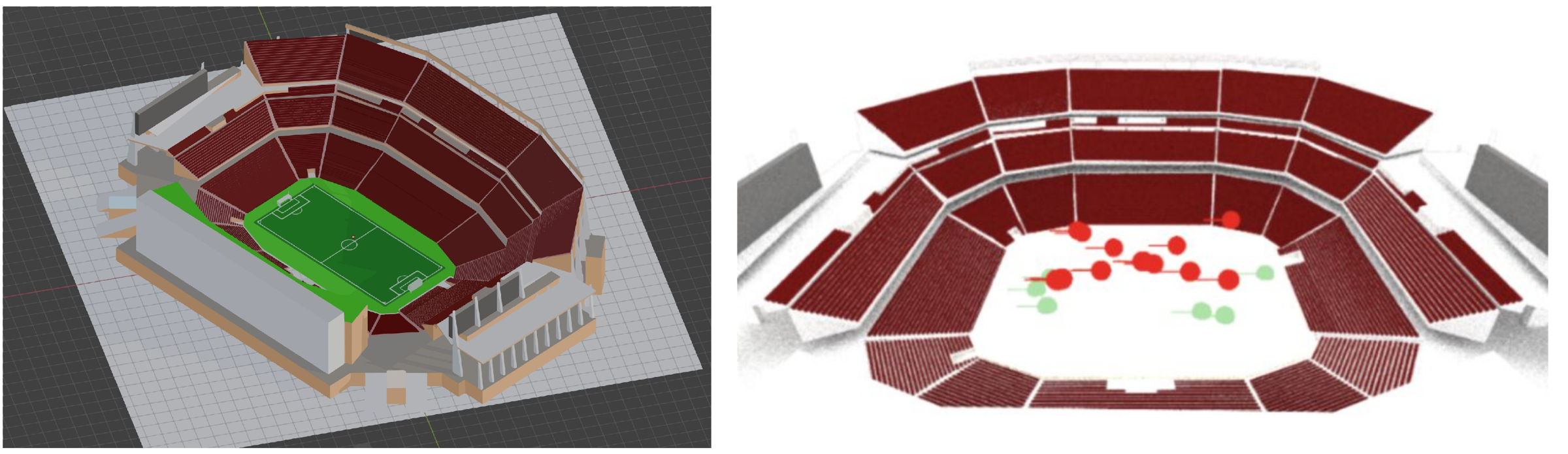 Ray traced Levi's Stadium used as the evaluation environment